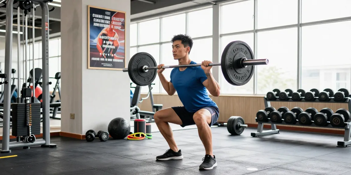 Deus Medical Steroide in einem modernen Fitnessstudio mit einem Athleten beim Krafttraining.