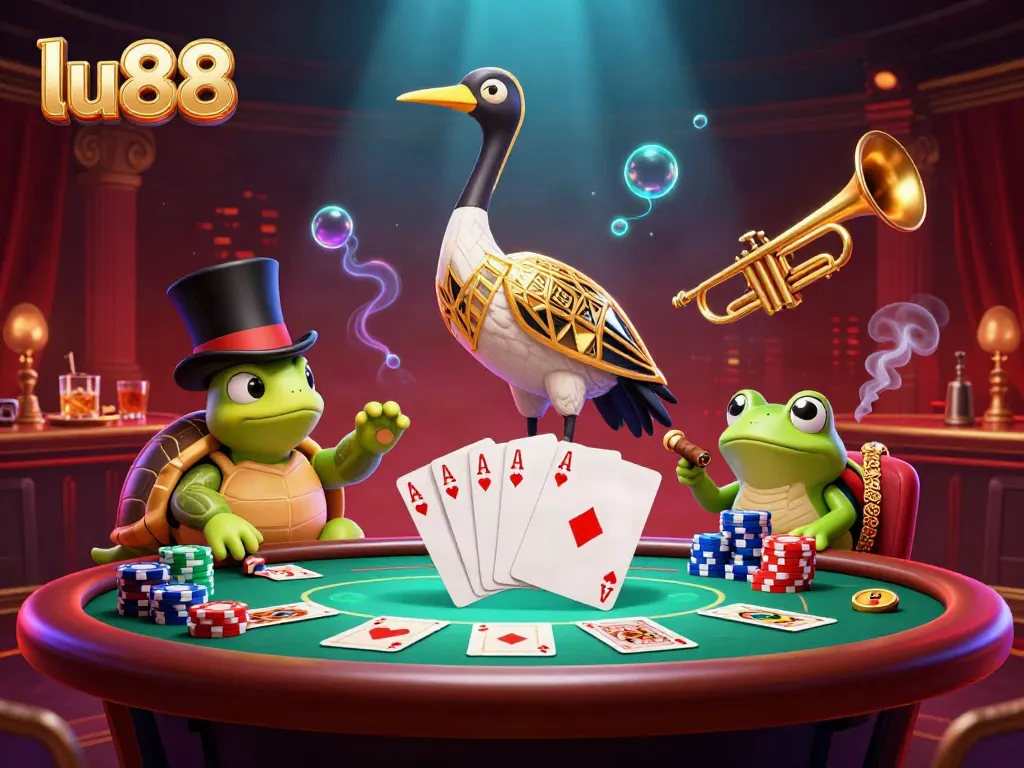 Experience thrilling moments at lu88 with cartoon characters in a vibrant casino setting.